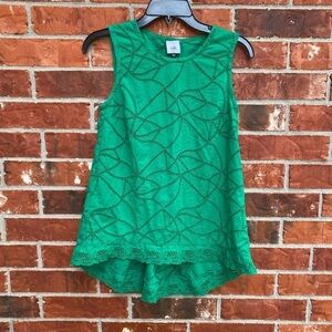Cabi #5036 Womens XS Emma Green Eyelet Hi Lo Tank